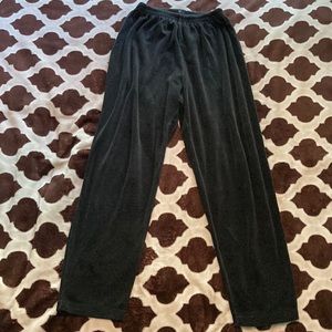 Black velour size large pants, tags removed